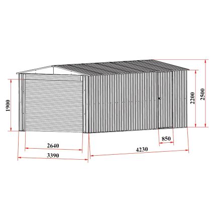 Garage Shed 3.4(W)x4.2(D)x2.5(H)m Single & Roller Door - Image 3