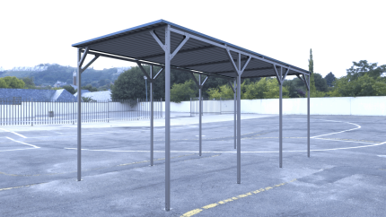 Carport 2.7(W)x6.0(D)x2.5(H)x2.7(H)m End-to-End Sloped Roof - Image 6