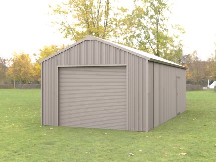 Steel Structure Shed 4.2(W)x5.9(D)x3.4(H)m Workshop Garage with Roller Door & Single Door