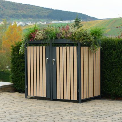 Metal Bin Shed 1.3(W)x0.8(D)x1.2(H)m for Double Garbage Bins - Image 2