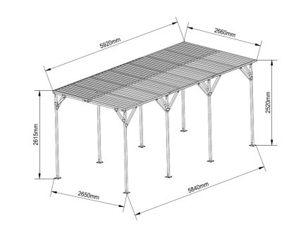 Carport 2.7(W)x6.0(D)x2.5(H)x2.7(H)m Side-to-Side Sloped Roof - Image 3