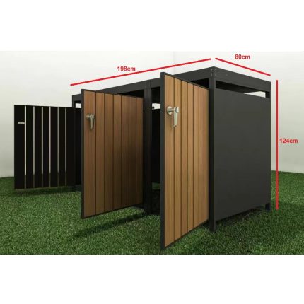 Metal Bin Shed 2.0(W)x0.8(D)x1.2(H)m for Triple Garbage Bins - Image 2