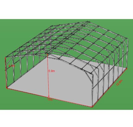 Portable Carport 12.0(W)x12.6(D)x4.2(H)m Gable Roof - Image 2