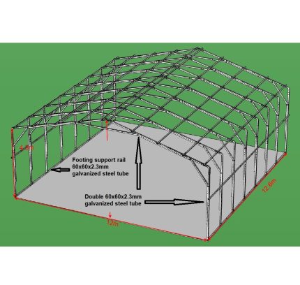 Portable Carport 12.0(W)x12.6(D)x4.2(H)m Gable Roof - Image 4