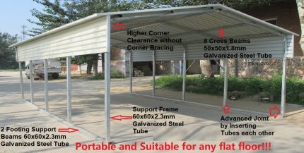 Portable Carport 8.5(W)x12.6(D)x4.2(H)m Gable Roof - Image 3
