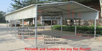 Portable Carport 6.2(W)x10.8(D)x3.9(H)m Gable Roof - Image 2