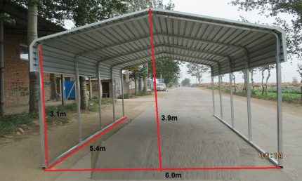 Portable Carport 6.0(W)x5.4(D)x3.9(H)m Wrapped Roof