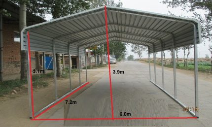 Portable Carport 6.0(W)x7.2(D)x3.9(H)m Wrapped Roof