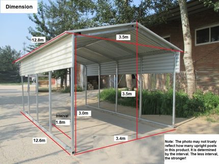 Portable Carport 3.5(W)x12.6(D)x3.5(H)m Gable Roof - Image 3