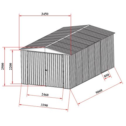 Garden Shed 3.4(W)x5.0(D)x2.5(H)m Gable Roof & Single Door - Image 3