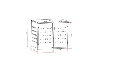 Metal Bin Shed 1.3(W)x0.8(D)x1.2(H)m for Double Garbage Bin with Gas Strut Open Lid - Image 4