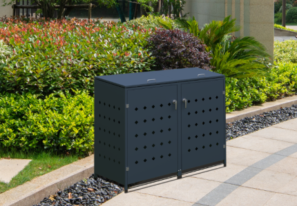 Metal Bin Shed 1.3(W)x0.8(D)x1.2(H)m for Double Garbage Bin with Gas Strut Open Lid