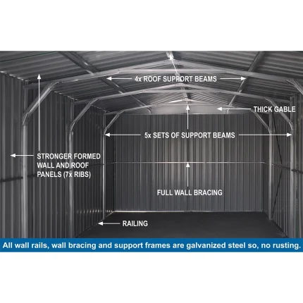 Workshop Garage Shed 4.2(W)x8.4(D)x2.5(H)m Double Barn Doors & Single Door - Image 4