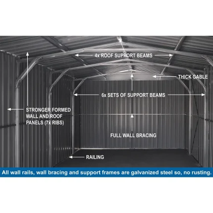 Garage Shed 3.4(W)x10.0(D)x2.5(H)m Single & Roller Door - Image 4