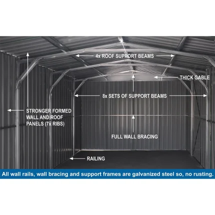Garage Shed 4.2(W)x11.0(D)x2.5(H)m Single & Roller Door - Image 5