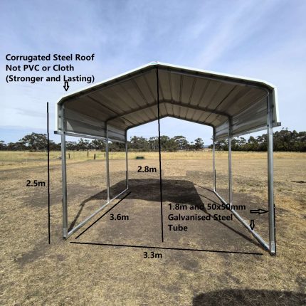 Horse Shelter 3.3(W)x3.6(D)x2.8(H)m Easy Assembly & Portable - Image 2