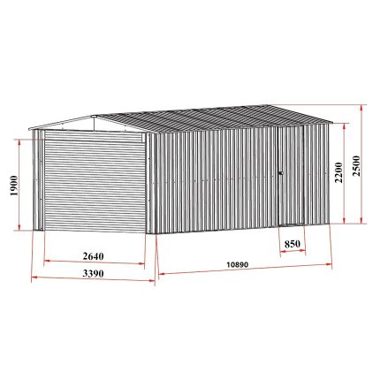 Garage Shed 3.4(W)x11.0(D)x2.5(H)m Single & Roller Door - Image 4