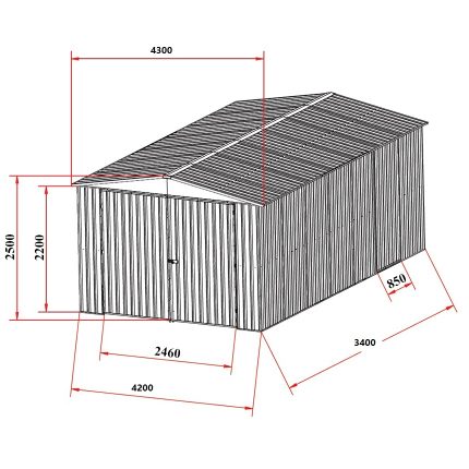 Garden Shed 4.2(W)x3.4(D)x2.5(H)m Gable Roof & Single Door - Image 2