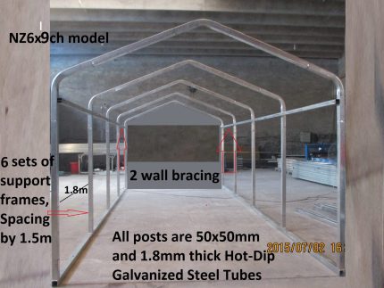 Portable Carport 6.0(W)x9.0(D)x3.9(H)m Wrapped Roof - Image 5