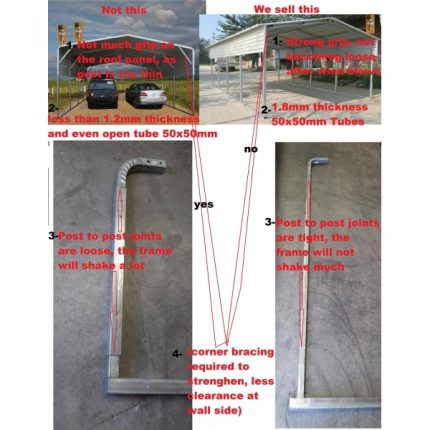 Portable Carport 6.2(W)x6.2(D)x3.9(H)m Gable Roof - Image 5