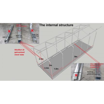 Portable Carport 3.5(W)x9.2(D)x3.5(H)m Gable Roof - Image 6