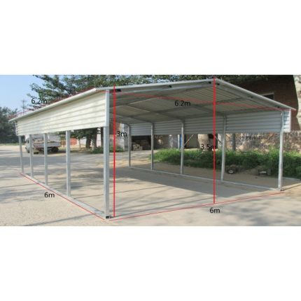 Portable Carport 6.2(W)x6.2(D)x3.9(H)m Gable Roof - Image 3