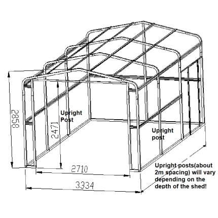 Steel Structure Shed 4.2(W)x11.7(D)x2.9(H)m Workshop Garage with Roller Door & Single Door - Image 2