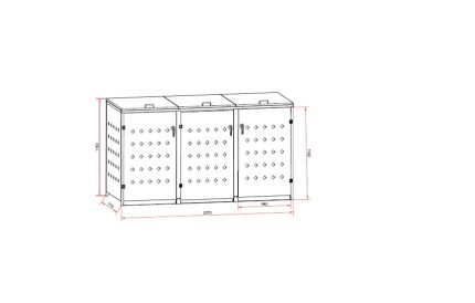 Metal Bin Shed 2.0(W)x0.8(D)x1.2(H)m for Triple Garbage Bins & Gas Strut Open Lid - Image 4