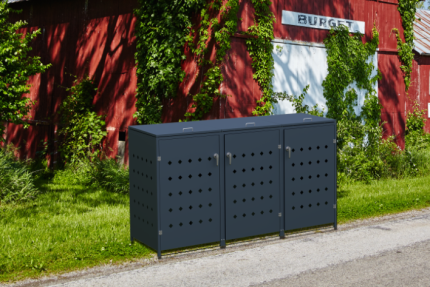 Metal Bin Shed 2.0(W)x0.8(D)x1.2(H)m for Triple Garbage Bins & Gas Strut Open Lid