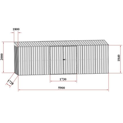 Garden Shed 5.9(W)x1.8(D)x2.0(H)m Pent Roof Gable - Image 2
